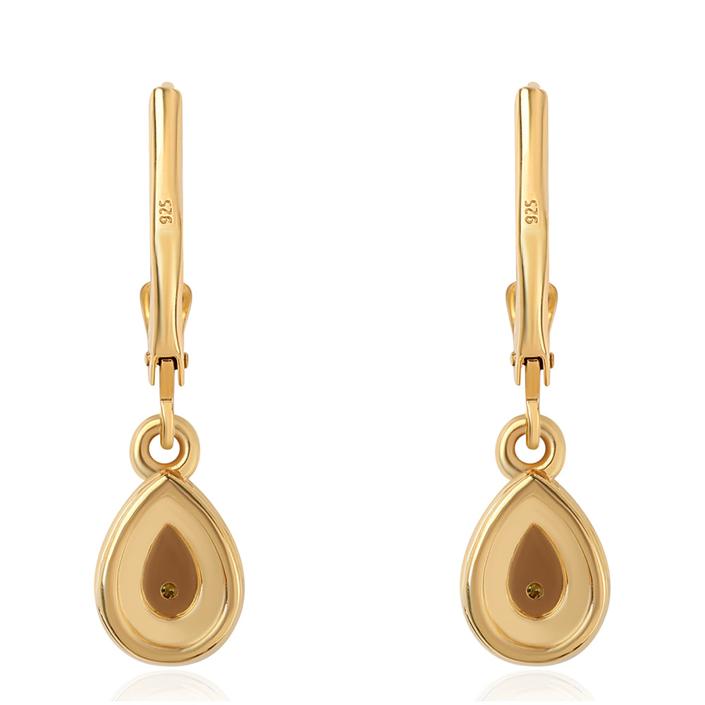 Cercei din Argint 925 Placat cu Aur ( 2.03 grame ) cu Diamant Verde 0.01 Carate