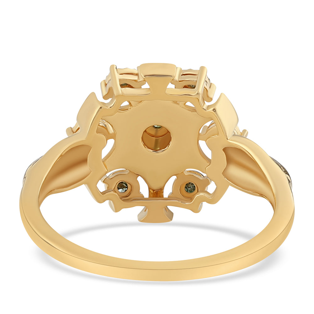 Inel din Argint 925 Placat cu Aur ( 3.97 grame ) cu Diamant Verde 0.04 Carate