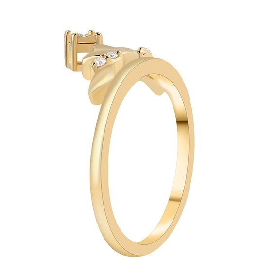 Inel din Argint 925 Placat cu Aur ( 2.54 grame ) cu Diamant Verde și Diamant Alb 0.05 Carate