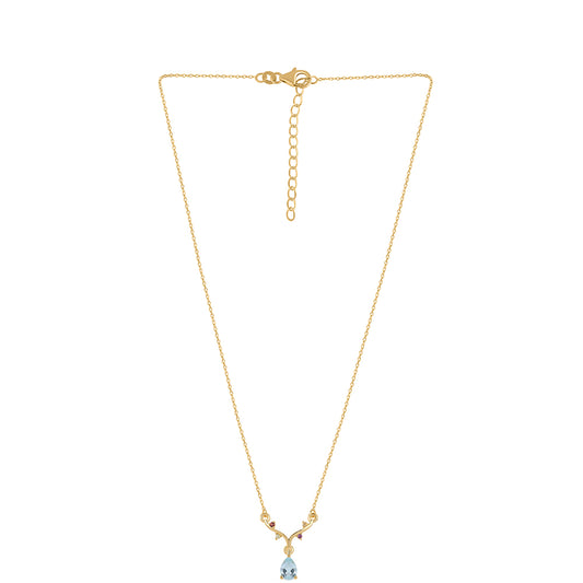 Colier din Argint 925 Placat cu Aur ( 2.84 grame ) cu Granat Roșu și Peridot 0.88 Carate