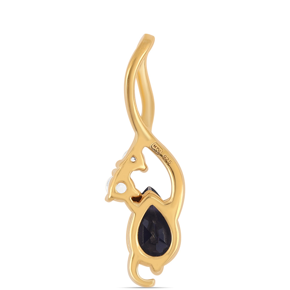 Pandantiv din Argint 925 Placat cu Aur ( 0.85 grame ) cu Iolit și Topaz Alb 0.81 Carate