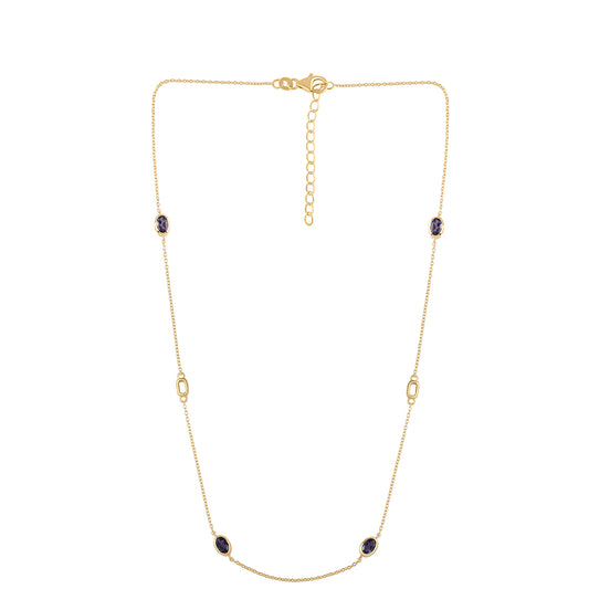 Colier din Argint 925 Placat cu Aur ( 4.08 grame ) cu Iolit 1.6 Carate