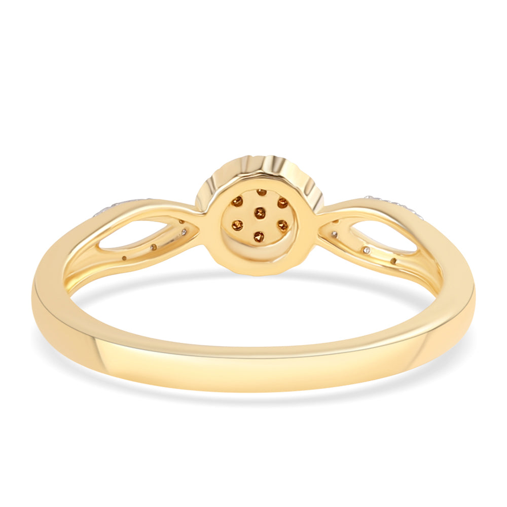 Inel din Argint 925 Placat cu Aur ( 2.37 grame ) cu Diamant Roșu și Diamant Alb 0.16 Carate