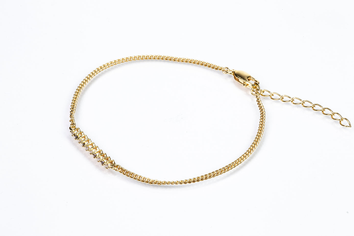 Brățară din Argint 925 Placat cu Aur ( 2.3 grame ) cu Diamant Roșu și Diamant Alb 0.13 Carate