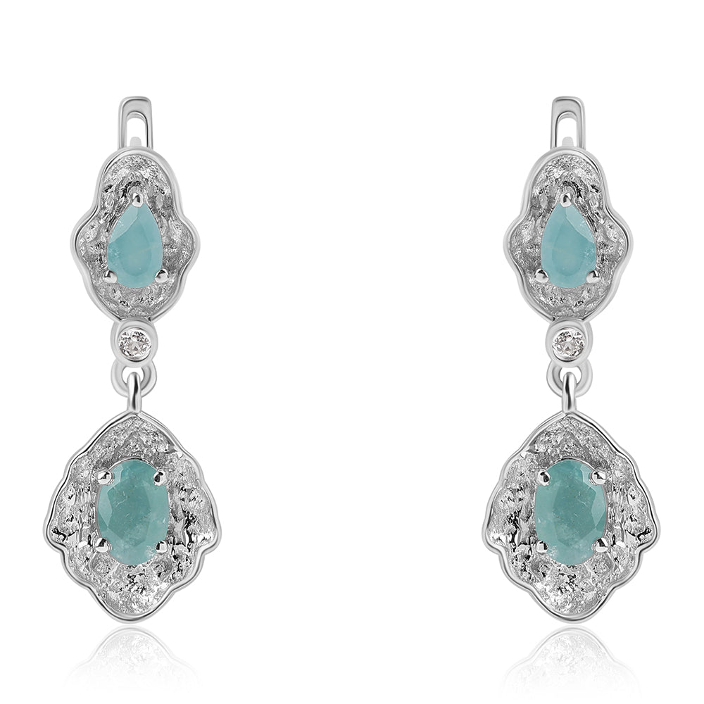 Cercei din Argint 925 ( 3.91 grame ) cu Grandidierit și Topaz Alb 1.33 Carate
