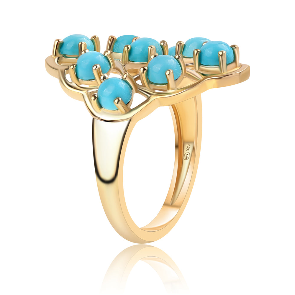 Inel din Argint 925 Placat cu Aur ( 3.87 grame ) cu Turcoaz ”Frumoasa Adormită” 2.78 Carate