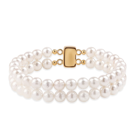 Brățară din Argint 925 Placat cu Aur ( 2.37 grame ) cu Perlă de Apă Dulce Albă 104.27 Carate