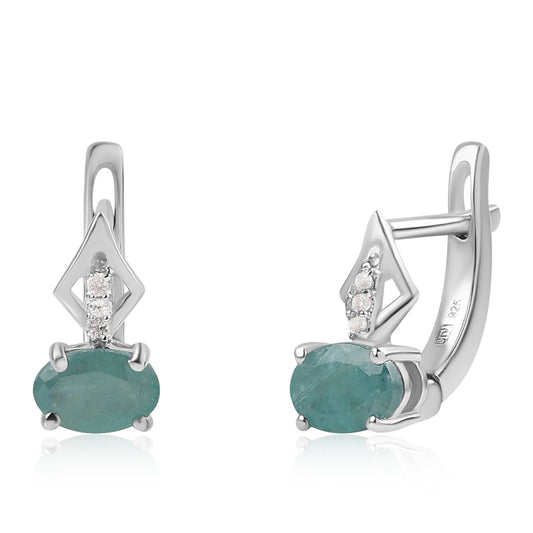 Cercei din Argint 925 ( 1.6 grame ) cu Grandidierit și Topaz Alb 0.89 Carate