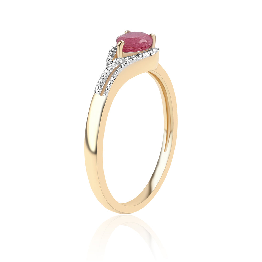 Inel din Argint 925 Placat cu Aur ( 2.35 grame ) cu Rubin Mozambic și Topaz Alb 1.05 Carate