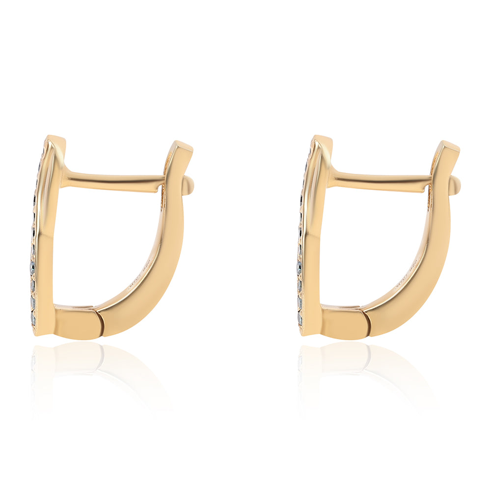 Cercei din Argint 925 Placat cu Aur ( 1.96 grame ) cu Diamant Albastru 0.13 Carate