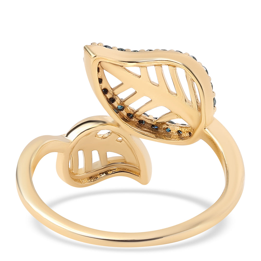 Inel din Argint 925 Placat cu Aur ( 2.13 grame ) cu Diamant Albastru 0.18 Carate