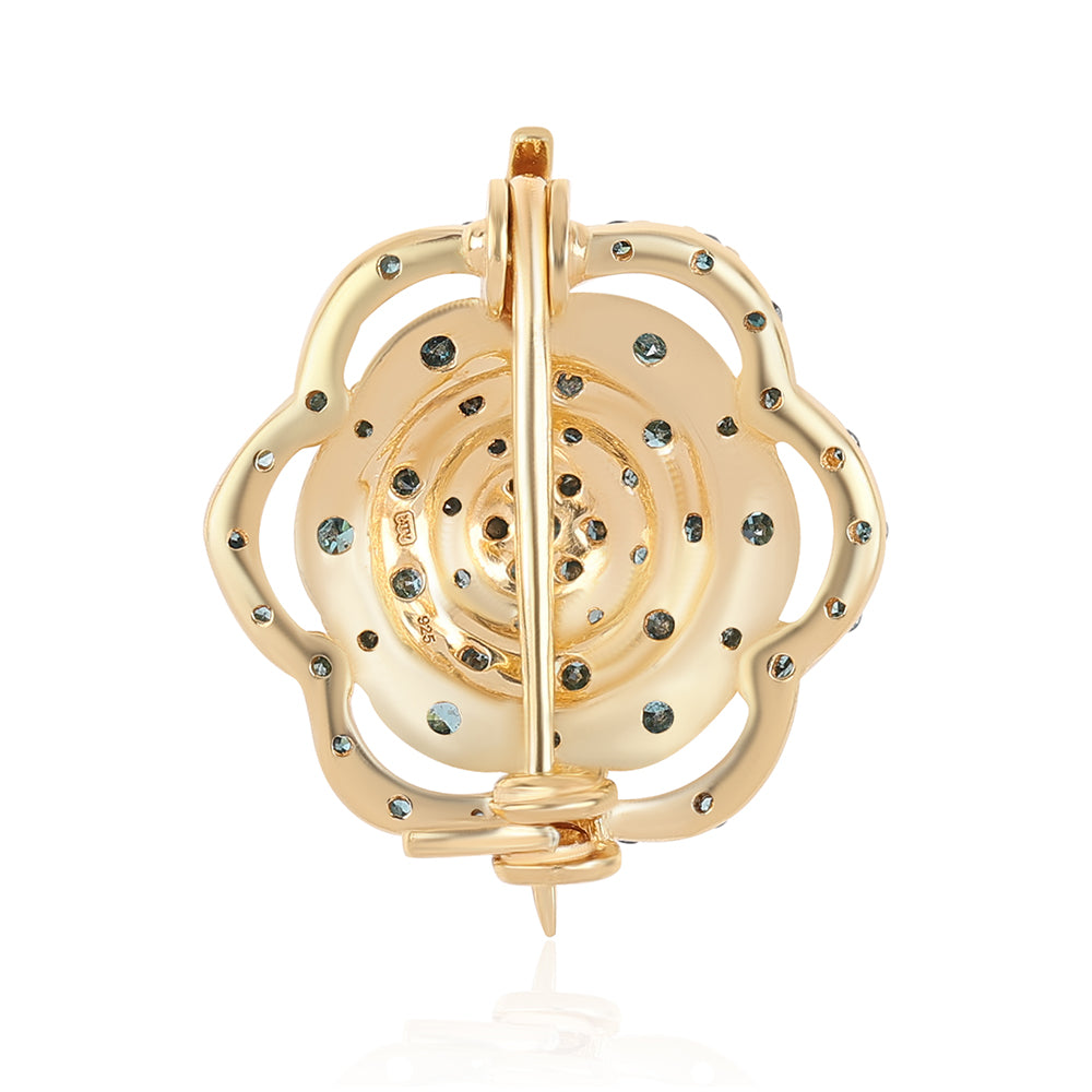 din Argint 925 Placat cu Aur ( 1.97 grame ) cu Diamant Albastru și Diamant Alb 0.37 Carate