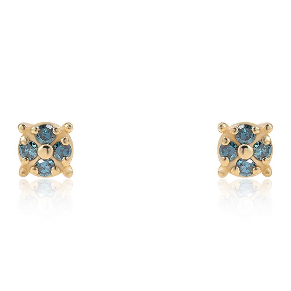 Cercei din Argint 925 Placat cu Aur ( 0.65 grame ) cu Diamant Albastru 0.06 Carate