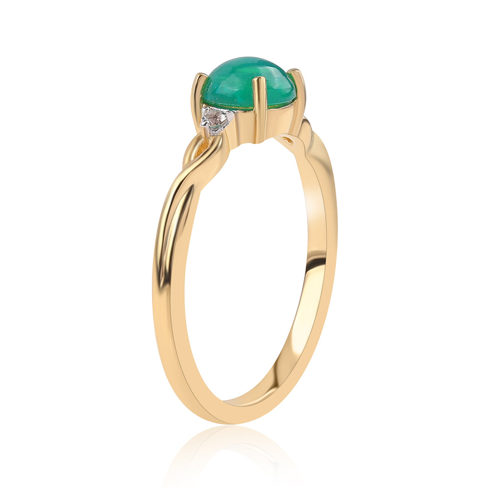 Inel din Argint 925 Placat cu Aur ( 1.82 grame ) cu Opal Verde Etiopian Lega Dembi și Topaz Alb 0.58 Carate