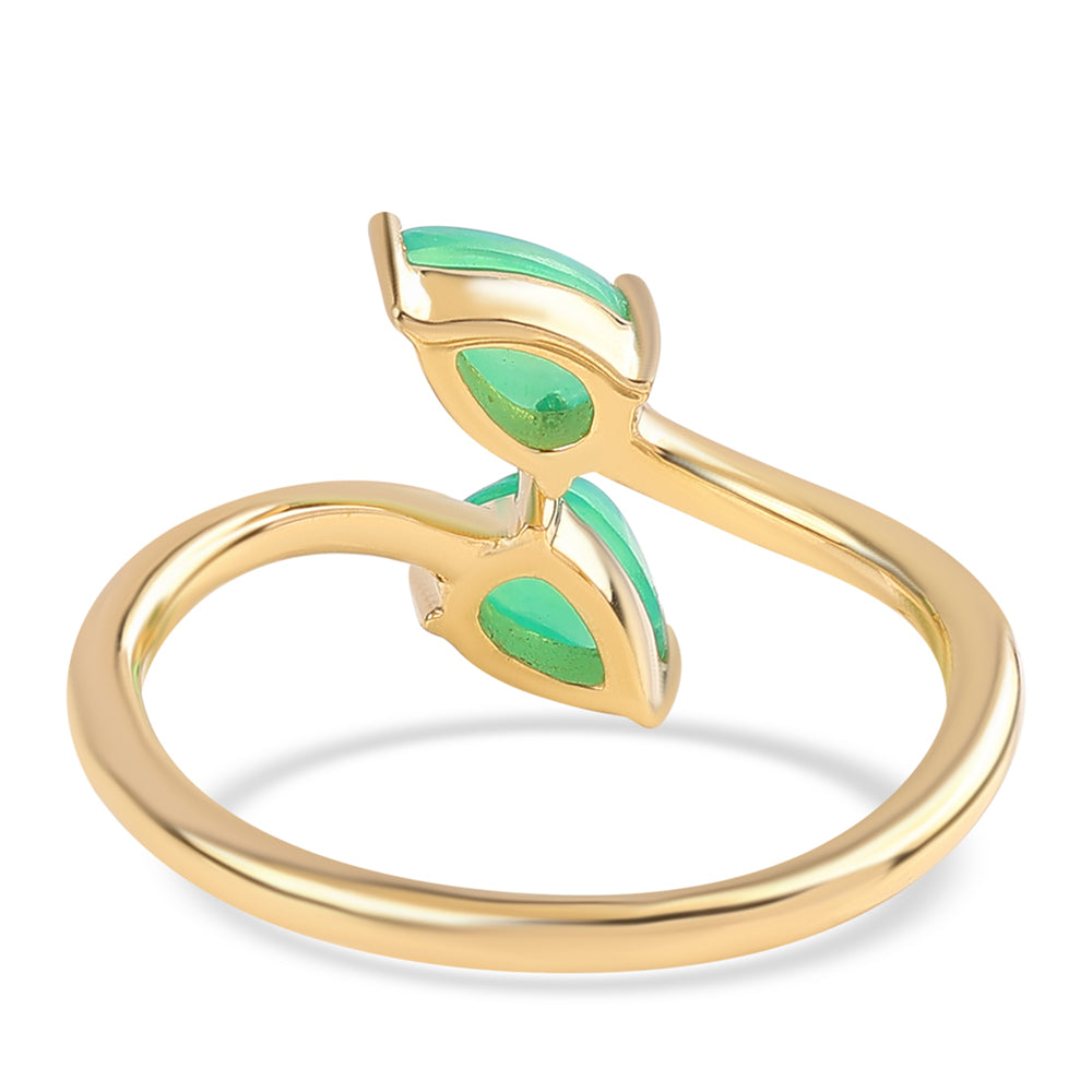 Inel din Argint 925 Placat cu Aur ( 1.79 grame ) cu Opal Verde Etiopian Lega Dembi 0.52 Carate