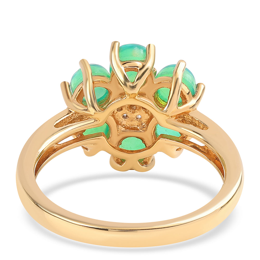 Inel din Argint 925 Placat cu Aur ( 3.12 grame ) cu Opal Verde Etiopian Lega Dembi și Topaz Alb 1.1 Carate