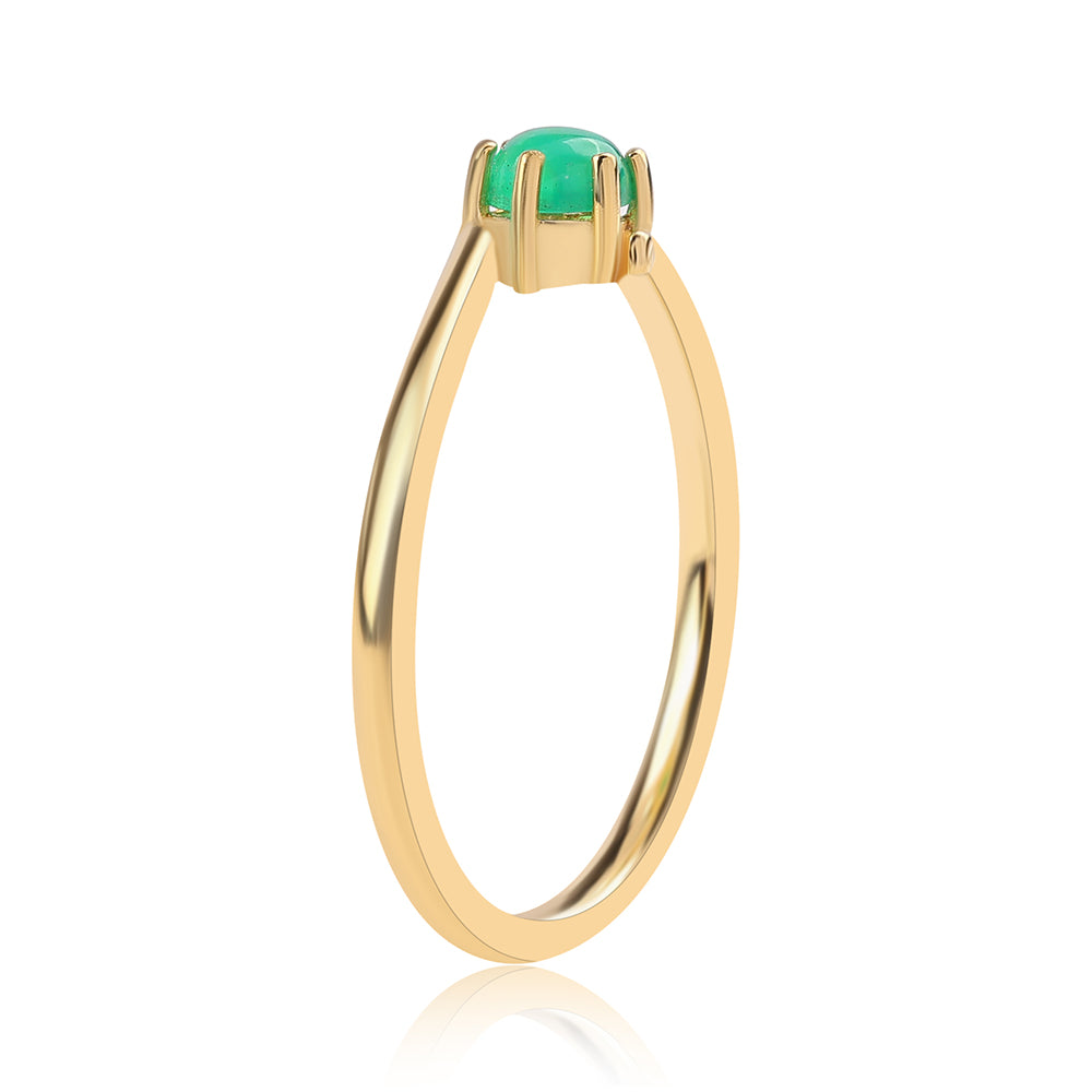 Inel din Argint 925 Placat cu Aur ( 1.62 grame ) cu Opal Verde Etiopian Lega Dembi 0.32 Carate