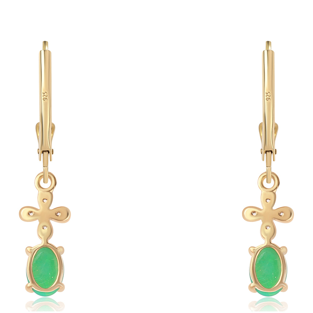 Cercei din Argint 925 Placat cu Aur ( 1.92 grame ) cu Opal Verde Etiopian Lega Dembi și Topaz Alb 1.16 Carate