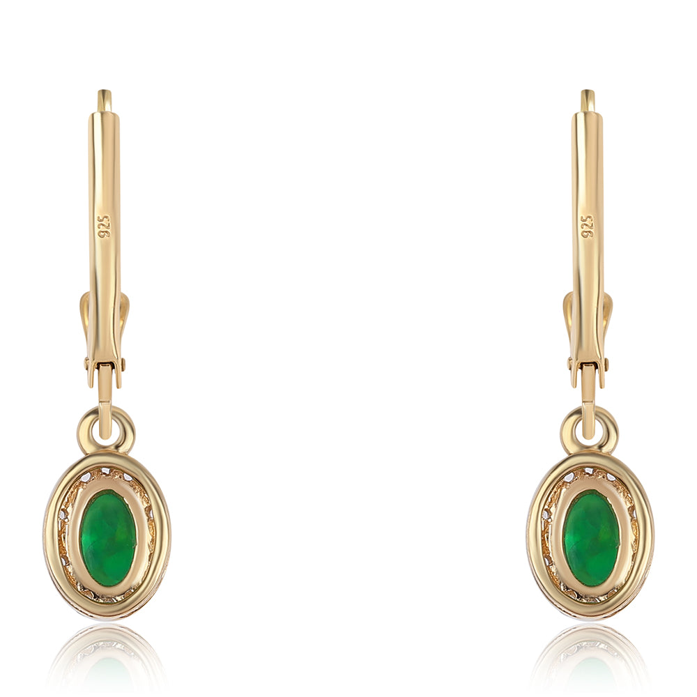 Cercei din Argint 925 Placat cu Aur ( 2 grame ) cu Opal Verde Etiopian Lega Dembi și Topaz Alb 1.26 Carate