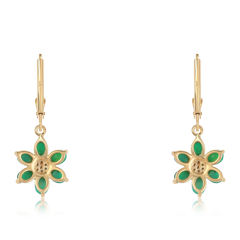 Cercei din Argint 925 Placat cu Aur ( 2.18 grame ) cu Opal Verde Etiopian Lega Dembi și Topaz Alb 1.55 Carate