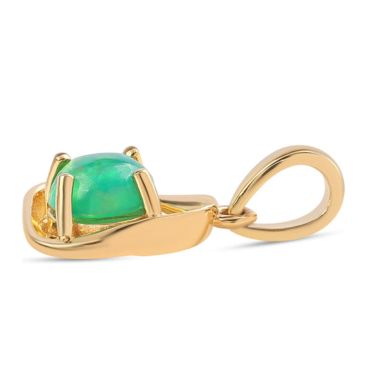 Pandantiv din Argint 925 Placat cu Aur ( 0.97 grame ) cu Opal Verde Etiopian Lega Dembi 0.55 Carate