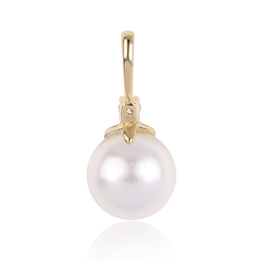 Pandantiv din Aur de 9K ( 0.25 grame ) cu Perlă de Apă Dulce Albă și Zircon Alb 3.43 Carate