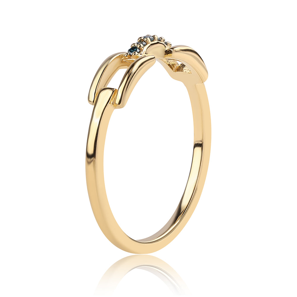 Inel din Argint 925 Placat cu Aur ( 1.66 grame ) cu Diamant Albastru 0.04 Carate