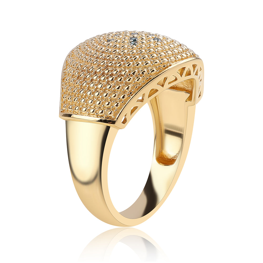 Inel din Argint 925 Placat cu Aur ( 7.05 grame ) cu Diamant Albastru 0.04 Carate