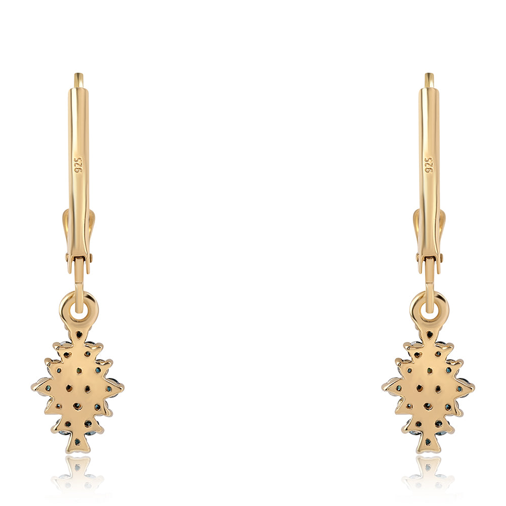 Cercei din Argint 925 Placat cu Aur ( 1.34 grame ) cu Diamant Albastru 0.37 Carate