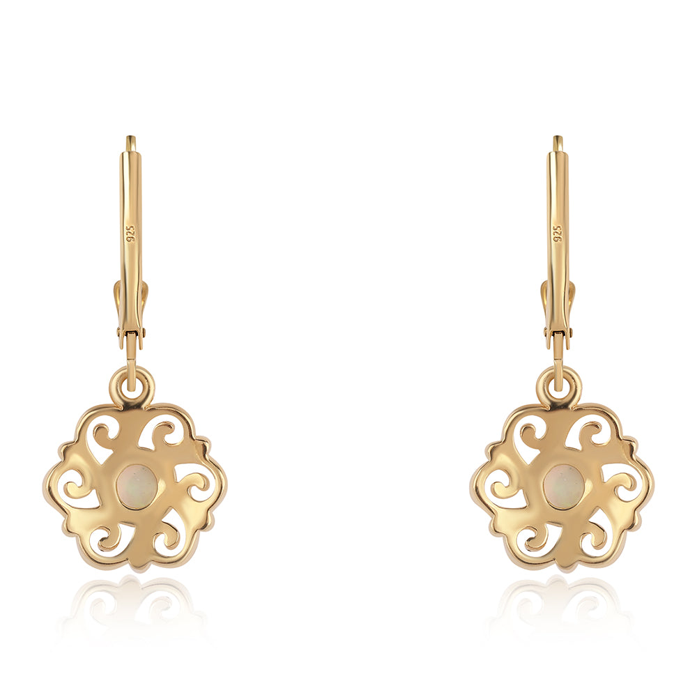 Cercei din Argint 925 Placat cu Aur ( 2.69 grame ) cu Opal Etiopian Lega Dembi 0.34 Carate