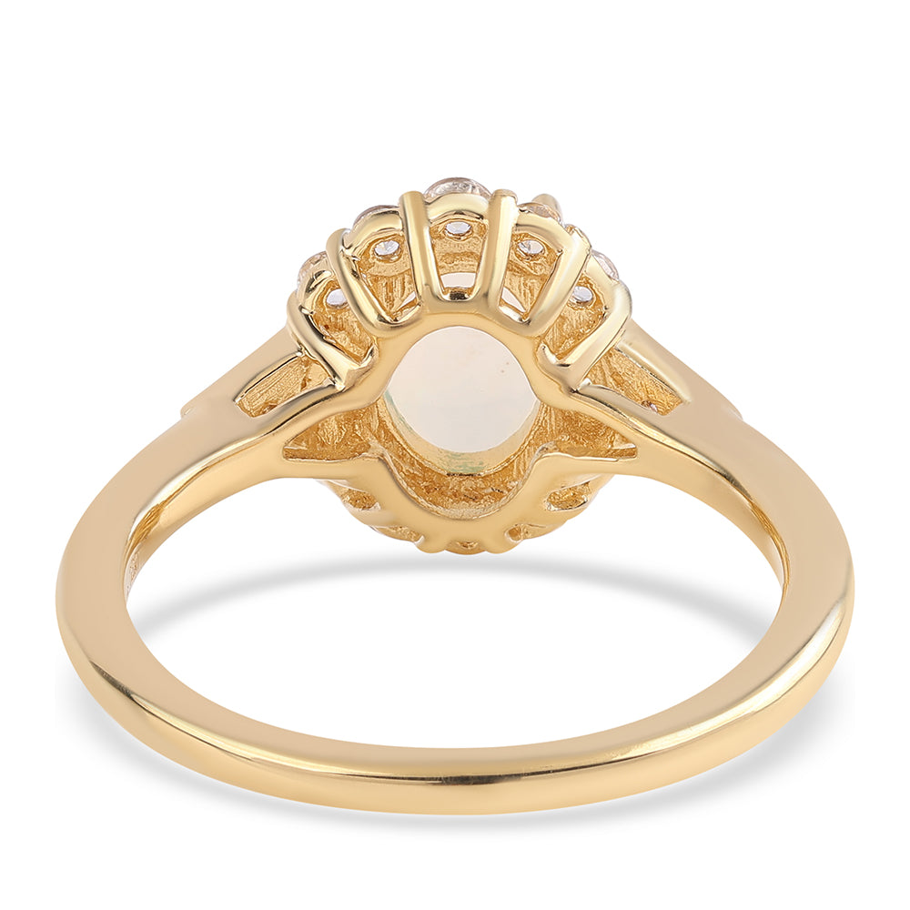 Inel din Argint 925 Placat cu Aur ( 2.56 grame ) cu Opal Etiopian Lega Dembi și Topaz Alb 1.28 Carate