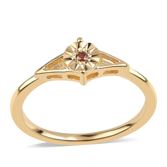 Inel din Argint 925 Placat cu Aur ( 1.59 grame ) cu Diamant Roșu 0.01 Carate