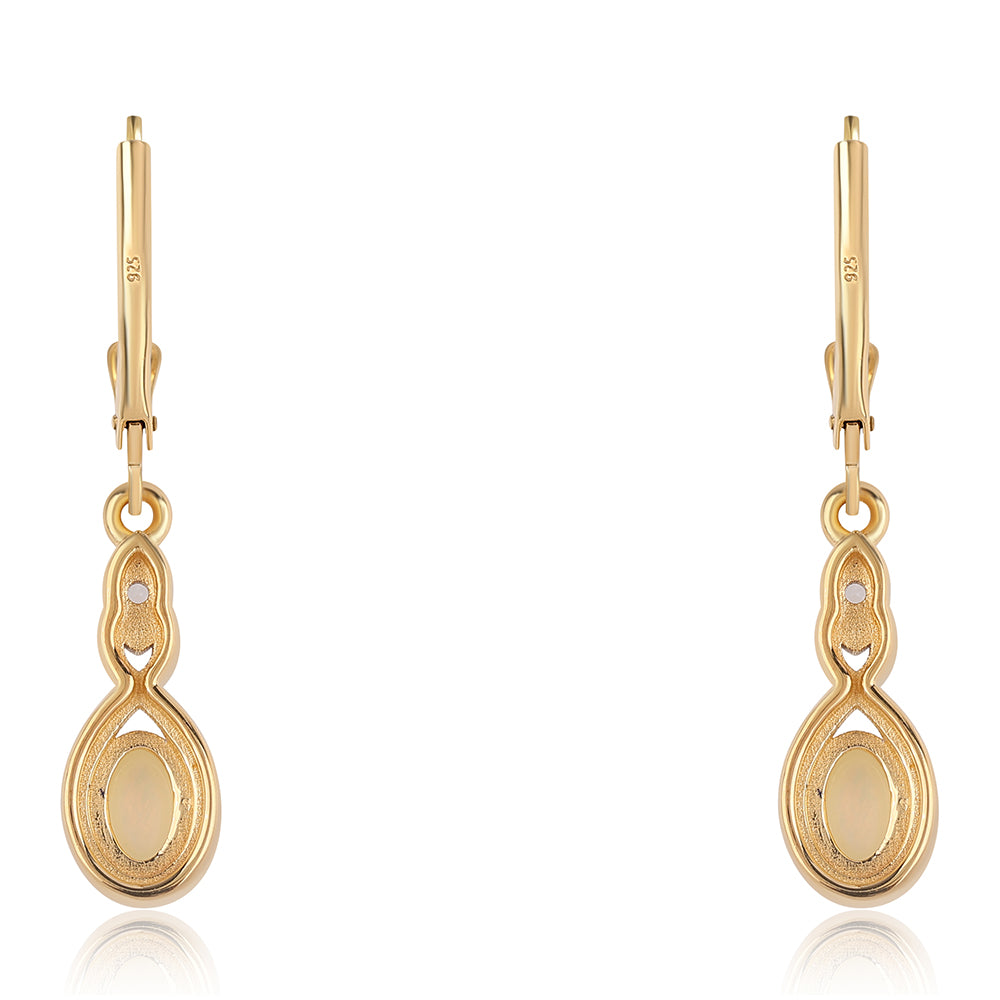 Cercei din Argint 925 Placat cu Aur ( 2.29 grame ) cu Opal Etiopian Lega Dembi și Topaz Alb 0.71 Carate