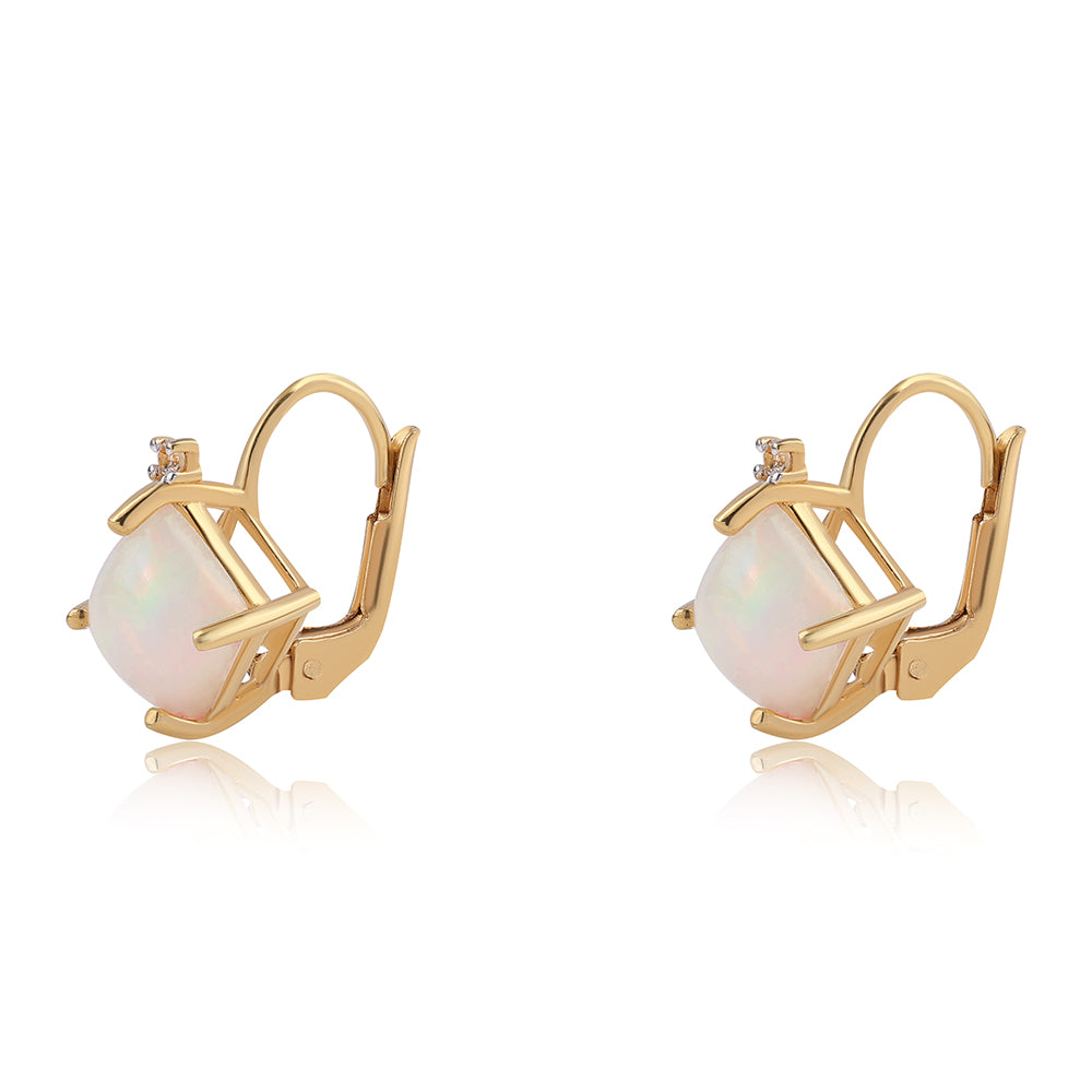 Cercei din Argint 925 Placat cu Aur ( 1.73 grame ) cu Opal Etiopian Lega Dembi și Topaz Alb 1.63 Carate