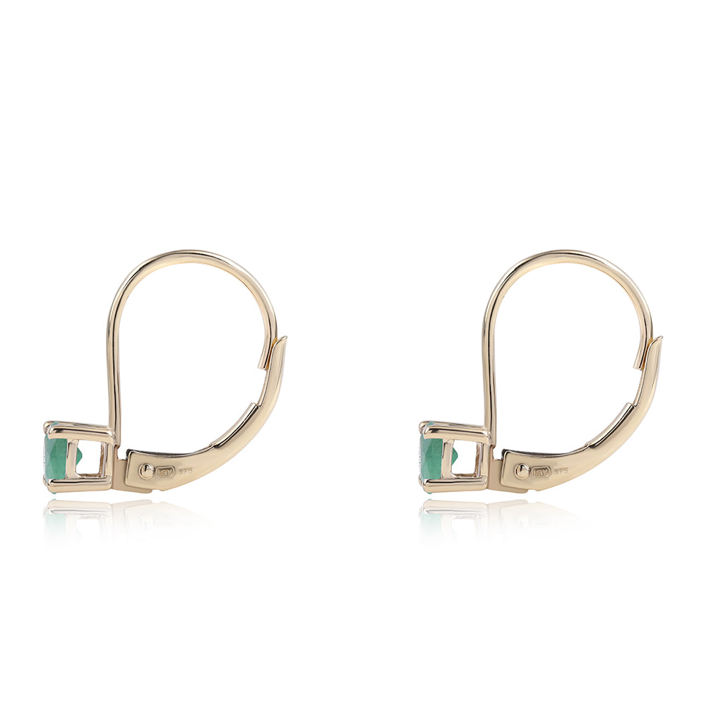 Cercei din Aur de 9K ( 0.83 grame ) cu Smarald Brazilian 0.7 Carate