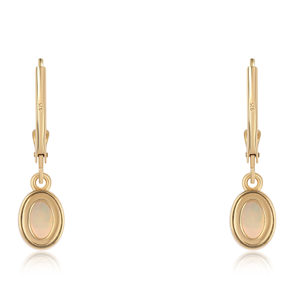 Cercei din Argint 925 Placat cu Aur ( 1.69 grame ) cu Opal Etiopian Lega Dembi 1.1 Carate