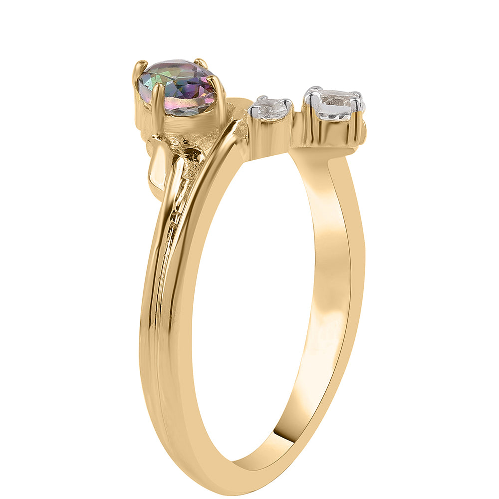 Inel din Argint 925 Placat cu Aur ( 2.71 grame ) cu Topaz Mistic și Topaz Alb 0.72 Carate
