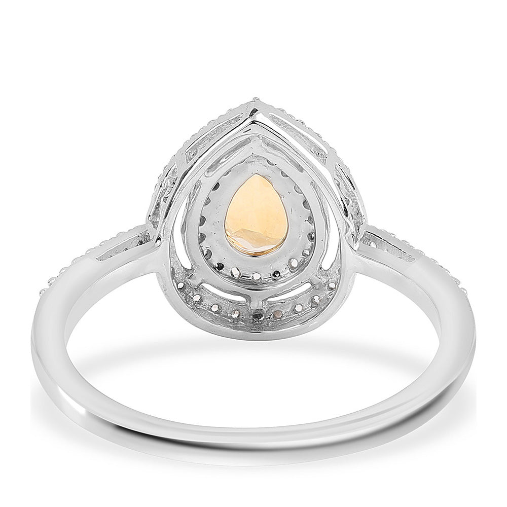 Inel din Argint 925 ( 2.49 grame ) cu Citrin Brazilian Clasa "AA" și Topaz Alb 0.92 Carate