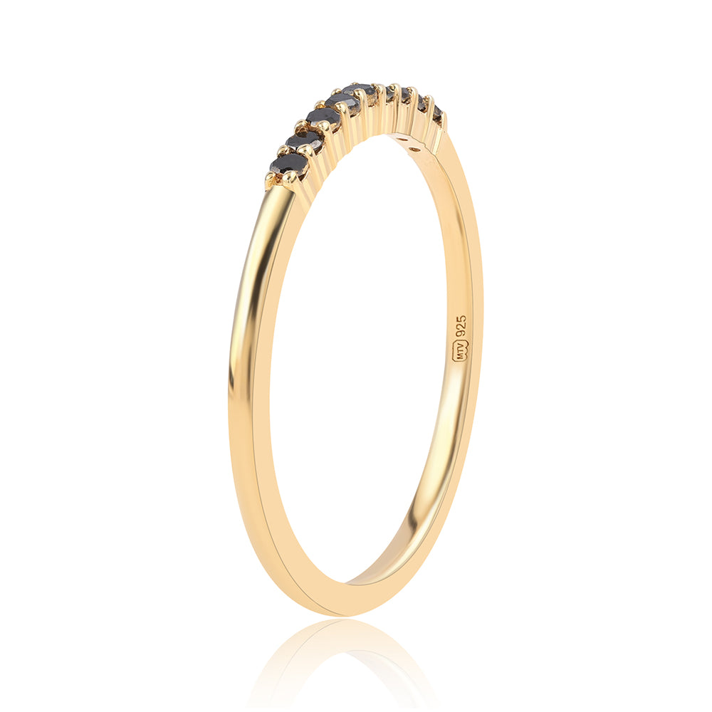 Inel din Argint 925 Placat cu Aur ( 1.2 grame ) cu Diamant Negru 0.14 Carate