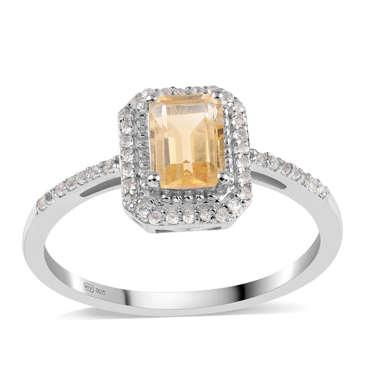 Inel din Argint 925 ( 2.25 grame ) cu Citrin Brazilian Clasa "AA" și Topaz Alb 1.39 Carate