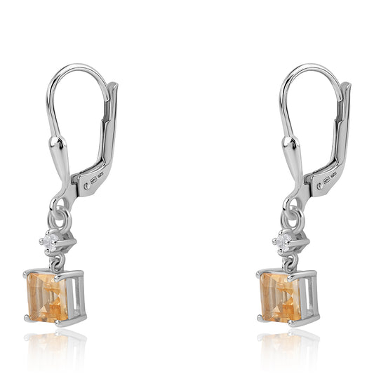 Cercei din Argint 925 ( 1.61 grame ) cu Citrin Brazilian Clasa "AA" și Topaz Alb 1.38 Carate