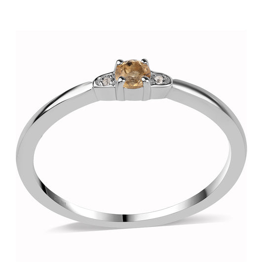 Inel din Argint 925 ( 1.66 grame ) cu Citrin Brazilian Clasa "AA" și Topaz Alb 0.18 Carate