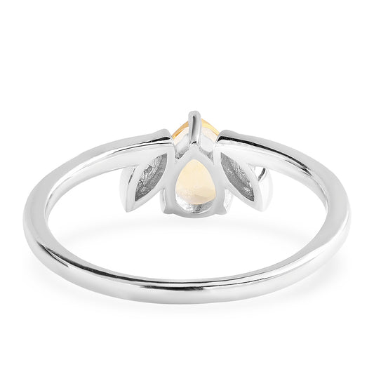 Inel din Argint 925 ( 2.38 grame ) cu Citrin Brazilian Clasa "AA" și Topaz Alb 0.66 Carate