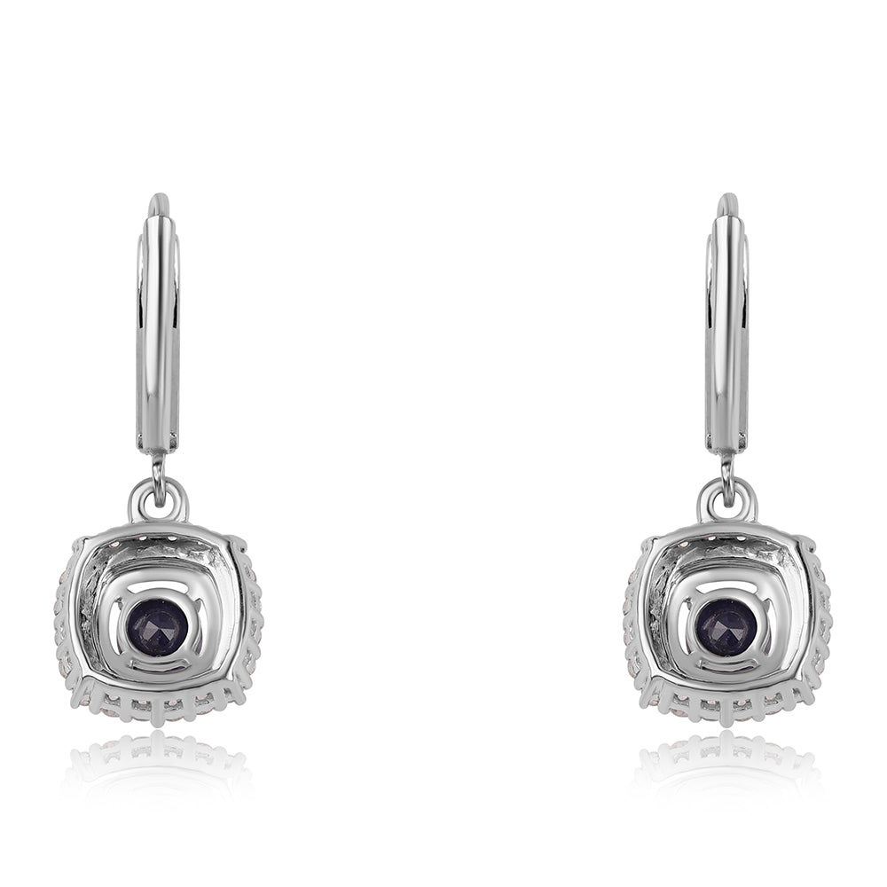 Cercei din Argint 925 ( 3.63 grame ) cu Safir Albastru Australian și Topaz Alb 1.99 Carate