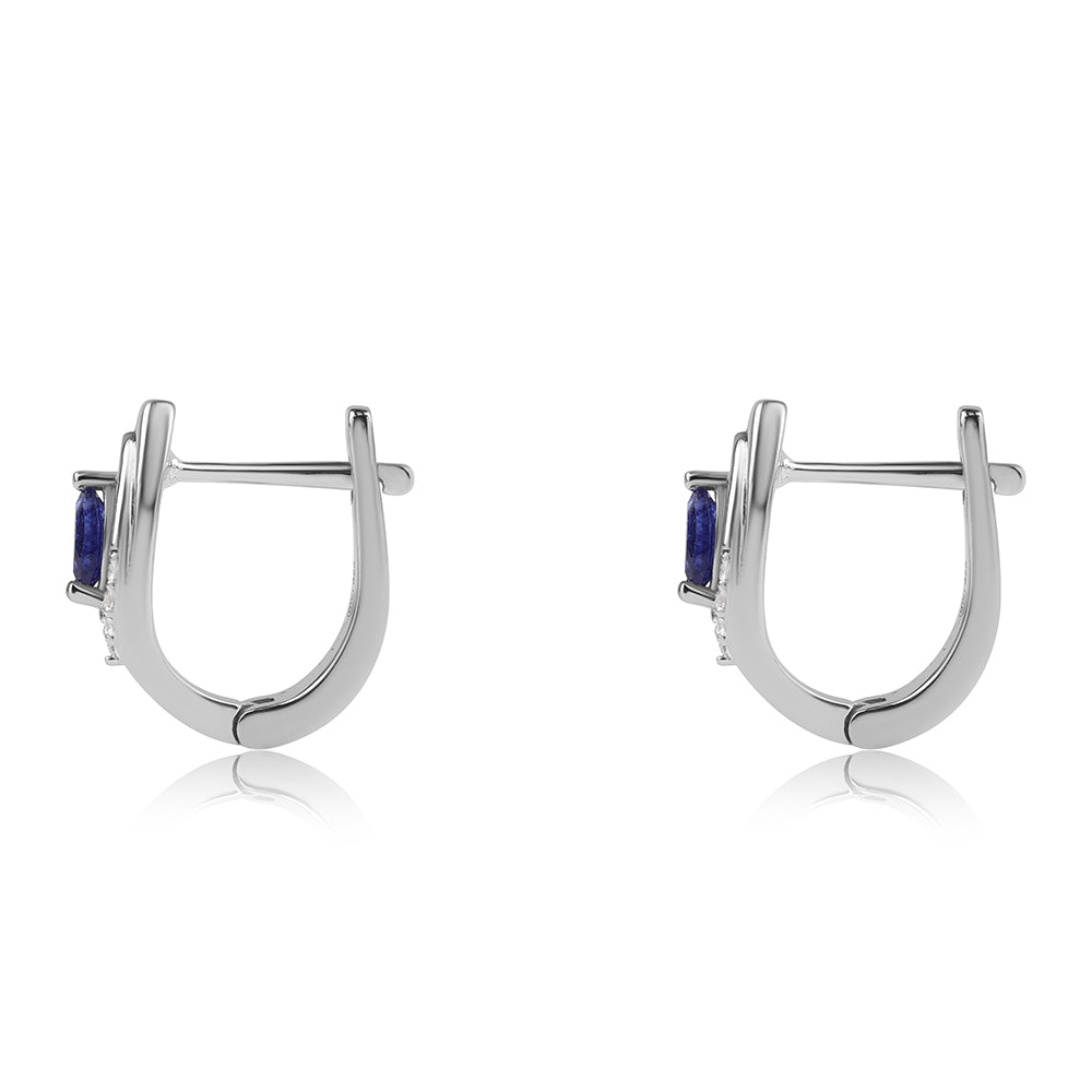 Cercei din Argint 925 ( 3.31 grame ) cu Safir Albastru Australian și Topaz Alb 0.44 Carate