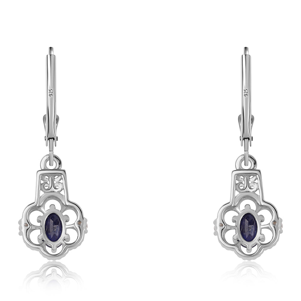 Cercei din Argint 925 ( 2.78 grame ) cu Safir Albastru Australian și Topaz Alb 1.42 Carate