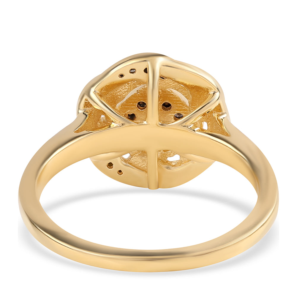 Inel din Argint 925 Placat cu Aur ( 3.86 grame ) cu Diamant Negru 0.27 Carate