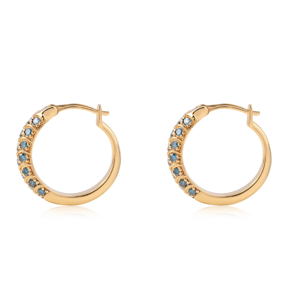 Cercei din Argint 925 Placat cu Aur ( 5.16 grame ) cu Diamant Albastru 0.63 Carate