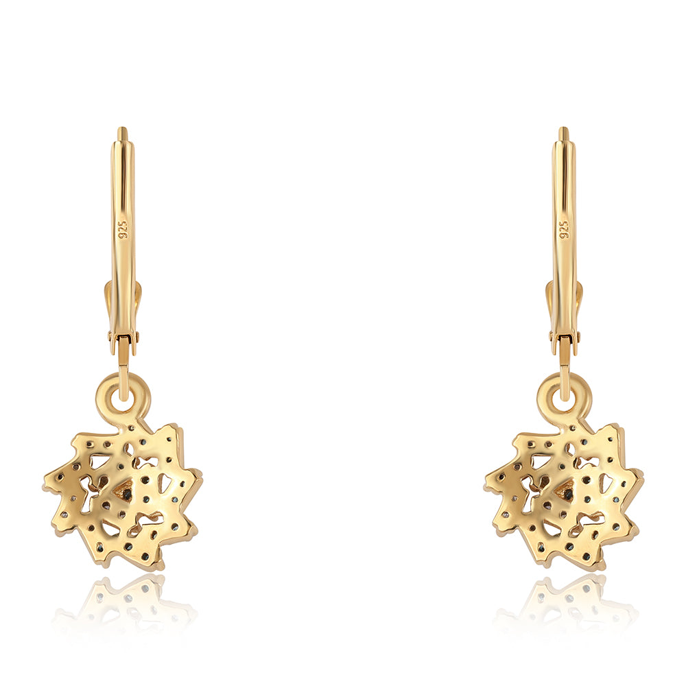Cercei din Argint 925 Placat cu Aur ( 2.1 grame ) cu Diamant Albastru și Diamant Alb 0.26 Carate