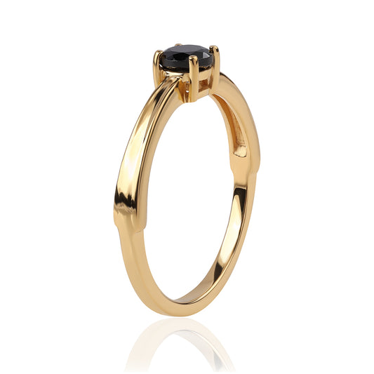 Inel din Argint 925 Placat cu Aur ( 2.09 grame ) cu Spinel Negru 0.64 Carate